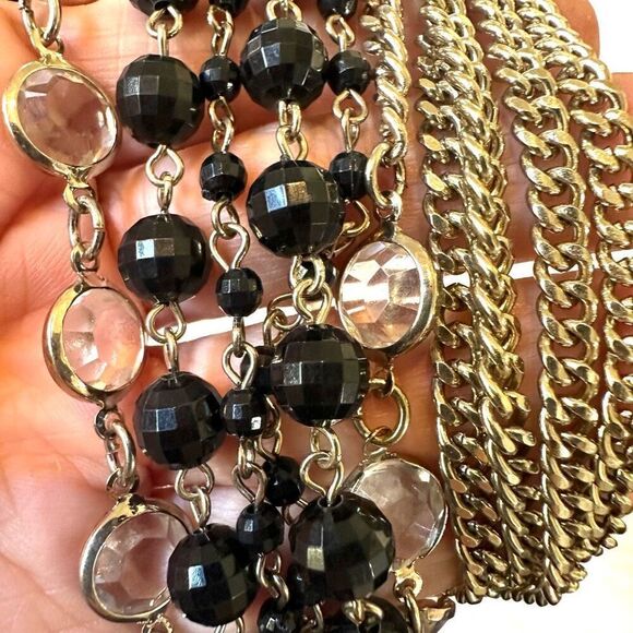Coldwater Creek multi strand gold tone and black beaded necklace - Picture 5 of 7